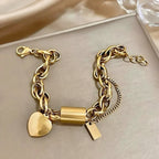 Thick Chain Heart Detailed Bracelet