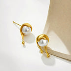 Metal Liquid Dripping Pearl Earrings