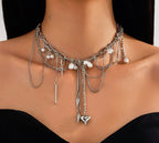 Layered Chain Pearl Detailed Necklace