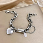 Thick Chain Heart Detailed Bracelet