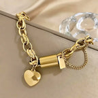 Thick Chain Heart Detailed Bracelet